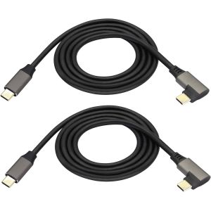 CLOUDDS-90 Degrés Angle Droit&Gauche Type C 3.1 Usb Mâle À Mâle D'Extension Câble 4K@60Hz Connecteur Câble Prend En Charge,Données,L'Audio,Vidéo Câble,Compatible Samsung S10 S8,(1M/2Pack) - Neuf