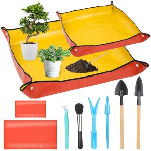 Lot de 2 tapis de rempotage pour transplantation de plantes,tapis de jardinage de 99,1 cm et tapis de rempotage orange de 66 cm pour l'intérieur,plateau de rempotage plus épais avec accessoires - Neuf