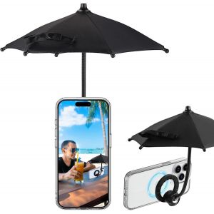 BLAZEFLUX-OUTXE Parapluie Magnetique Telephone, Protection Solaire Mini Universelle Magsafe iPhone/Android/iPad/Kindle (Noir) - Neuf