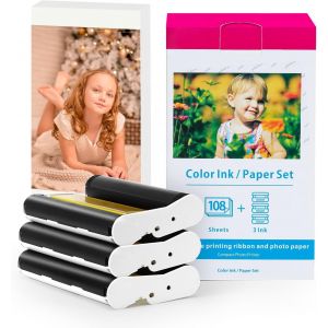 CHECARZHN--NO1-Kp-108In108 3115B001(Aa) Lot De 3 Cartouches De Papier Photo Et 108 Feuilles De Papier Photo De Rechange Pour Imprimante Photo Canon Selphy Cp1300 Cp1500 X 148 Mm) - Neuf