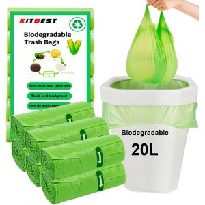 KALANKA-Lot de 120 sacs poubelle biodégradables de 20 L avec poignée, sacs poubelle compostables pour salle de bain, bureau, toilettes, cuisine (51 x 63 cm) - Neuf