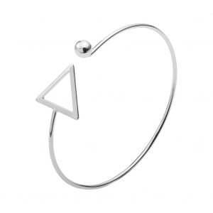 Bracelet Ouvert Tendance Pour Femme, Plaque Alliage, Triangle Creux (Argent) - Neuf