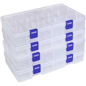 Boite Rangement Plastique,Boite de Rangement Plastique avec Séparateurs Réglables 18 Compartiments,Boite Rangement Perles pour Artisanat,Perles etc,lot de 4 - Neuf