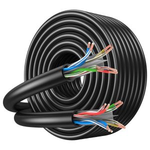 C&acirc;ble Ethernet Classe 6 Ext&eacute;rieur 50M, C&acirc;ble Lan Haute Vitesse, C&acirc;ble Internet Classe 6 En Vrac, 10 Gbps, 550 Mhz, 26Awg Utp Cca (50M, Noir) - Neuf