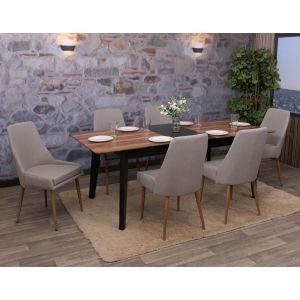 Lot de 6 chaises de salle &agrave; manger HWC-O27, chaise de cuisine rembourr&eacute;e Chaise, tissu/textile (280g/m&sup2;) m&eacute;talgris clair - Neuf