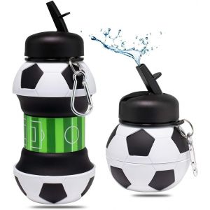 Football Bouteille D'eau Pour Enfants, Bouteille D'eau De Sport Pliable,Gourde Football, Gourde Pliable Pour L'école, Les Loisirs Et Le Sport ¿550ml¿ - Neuf