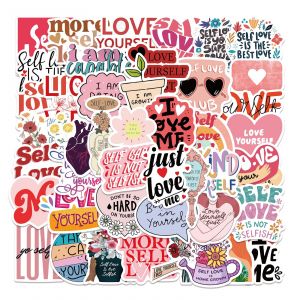 Lot De 50 Autocollants Graffitis « Amour De Soi » Pour Ordinateur Portable, Voiture, Moto, Vélo, Casque, Skateboard, Guitare, Bouteille D'eau, Décoration Tendance - Neuf
