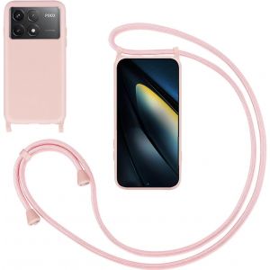Kal-Coquepourxiaomipocox6pro/Redmik70eaveccordon,Souplesiliconehousseavecbandoulièreennylon,Réglablelanyardcaseprotectioncomplètecoveretuiantichocprotection,Pink - Neuf