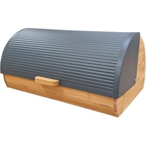 Chenquansarl-Nordic Boîte À Pain En Bois De Bambou, Couvercle Coulissant Pour Conserver Le Painen, Bread Box Pour Le Rangement Des Vienno Ries, Design Nordique Moderne, Gris - Neuf