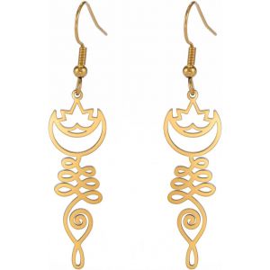 Kal-Boucles D'oreilles Lotus Om Pour Femmes En Acier Inoxydable Symbole Spirituel Om Boucles D'oreilles Pendantes Fleur De Lotus Bijoux De Yoga Cadeau D'inspiration - Neuf