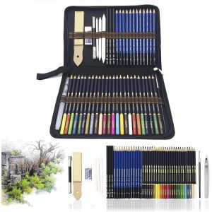 Eryi-Crayons De Couleurs Pastels Aquarellables,54pcs Crayons De Dessin Crayons Croquis Art Set, Materiel De Dessin, Meilleur Cadeau Pour Les Étudiants Et Artistes - Neuf