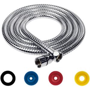 Flexible Douche Universel 2M/79IN Flexible de Douche Argent Tuyau de Douche en Acier Inoxydable Raccord Fileté Universel G1/2"" Flexible Douchette avec 4 Limiteur de Débit d'eau - Neuf