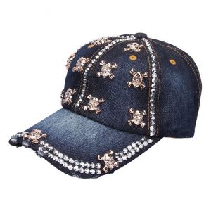 Casquette De Baseball &Agrave; Strass - T&ecirc;te De Mort, Chapeau De Cowboy &Agrave; Strass, Chapeau &Agrave; Pois &Agrave; Strass - Neuf