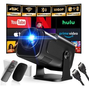 [App Intégrée] 2025 Upgraded Vidéoprojecteur 1920 * 1080P Fhd 4K Mini Projecteur Portable Dual Contrôle Avec Souris Android Tv Wifi 6 Bt5.2 180° Rotation Hdmi/Tv Stick/Usb/Ps5, Avec Hdmi Et Souris - Neuf