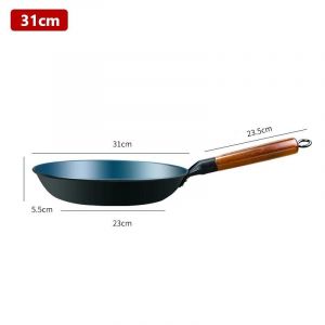 Ore-Poêle À Frire En Fer 27/31cm,Poêle À Fond Plat,Wok En Fer Non Revêtu,Poêle À Omelette Antiadhésive,Ustensiles De Cuisine À Gaz Et Induction-31cm (Diameter)- - Neuf