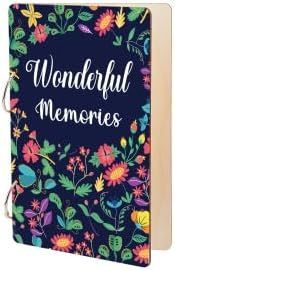 Classeur &agrave; Feuilles Mobiles en Bois Love Laughter Happily Ever After Organisateur de Cartes de V?ux Livre Carte Postale Album Photo 2 anneau Couverture Cadeau Anniversaire - Neuf