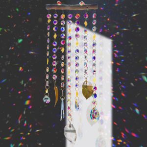 MEVRONISSHOP-Carillon attrape-soleil en cristal : pendentif en cristal, prisme en cristal &agrave; suspendre, attrape-soleil, d&eacute;coration de fen&ecirc;tre, &agrave; suspendre pour chambre, plafond, jardin, d&eacute;coration de - Neuf