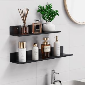 Etagere Salle de Bain Lot de 2 Etagere Douche sans Perçage Panier de Douche Etagere Murale Salle de Bain Aluminium avec Base Creuse Miniature Rim Support Douche Auto-AdhéSif by Noir - Neuf