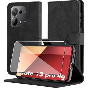 Kal-Coque Pour Xiaomi Redmi Note 13 Pro 4g, Modèle Pu Cuir À Rabat Flip, Anti-Choc, Magnétique À Clapet, Support Slot De Carte Housse De Protection Pour Xiaomi Redmi Note 13 Pro 4g, Black - Neuf