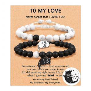 De Correspondance De Chat Mignon Couple Bracelets Ensemble-Cadeau Pour No&euml;l, Anniversaire, Saint-Valentin Pour Les Hommes Et Les Femmes - Neuf