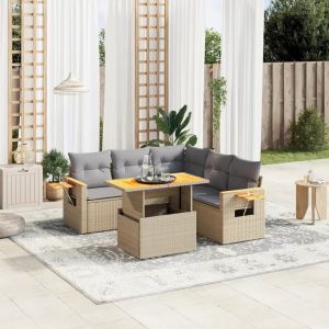 Prolenta Premium - Salon De Jardin Avec Coussins 6 Pcs Beige R&eacute;sine Tress&eacute;e - Neuf
