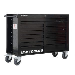 Servante d'atelier 15 tiroirs noire XXL 1415 mm robuste en acier soud&eacute; verrouillable roues &oslash;125 mm MW Tools GW115B - Neuf