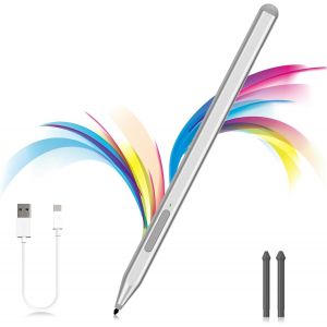 Stylet Pour Microsoft Surface Pro 9/8/X/7+/6/5/4/3/Surface 3,Stylo Surface Go 3/2/1,Surface Laptop/Studio/Book 4/3/2/1 Avec Bouton Latéral Gomme,Rejet De Paume,Fonction D'Inclinaison (Black) - Neuf