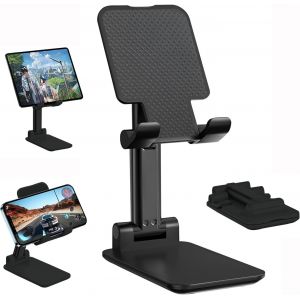 Mdy-Support Telephone Réglable Pliable Innovant, Support Téléphone, Support Pour Téléphone Portable De Bureau, Support Iphone Bureau, Support Ipad Samsung Mini Iphone Tous Les Smartphones (Noir) - Neuf