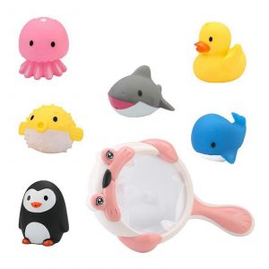 Jouet 7 En 1 : Eau Pulvérisée, Poisson, Jouet De Salle De Bain Flottant Pour Parents Et Enfants, Pour La Motricité Fine, Idéal Pour La Douche, Rose-Rose - Neuf
