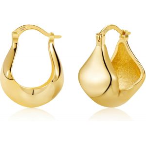 Kal-Boucles D'oreilles En Argent 925 Femmes, Petites Boucles D'oreilles Créoles Hypoallergéniques Mini Boucles D'oreilles Épaisses Petites Boucles D'oreilles Huggie Petites Larges Créoles - Neuf