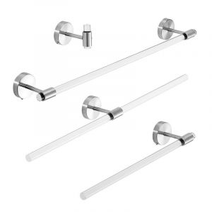 Ensemble d'accessoires de salle de bain 4 pièces, barre porte-serviettes murale, porte-papier toilette, crochet en acier inoxydable et barre porte-serviettes en nickel brossé acrylique, accessoires - Neuf