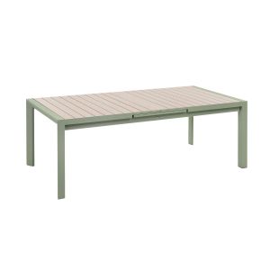 Table De Jardin Rectangulaire Extensible Alu Evasion 8/10 Places Effet Bois Et Vert Laurier - Hespéride - Neuf