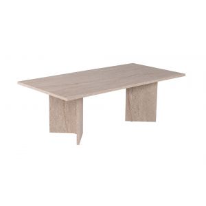 Table basse en bois "Sabin" - 60 x 119 x 40 cm - Travertin - Neuf