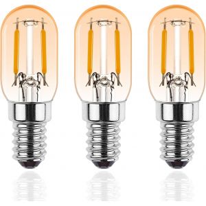 Kal-Ampoule E14 Led Blanc Chaud 1.5w,T22 E14 Vintage Edison Ampoule Remplacement 15w,2700k,150lm,Pour Réfrigérateur,Veilleuse,Lampe À Sel,Non Dimmable,Ambre,3 Pièces - Neuf