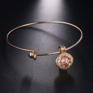 Bracelet Pendentif En Forme De Cage Metallique Pour Femme, Style Retro, Aromatherapie (Or Rose) - Neuf