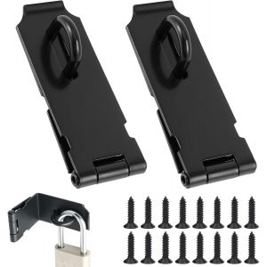 ChenQuanSarl-2 Pièces Loquet De Cadenas Agrafe Avec 18 Vis, 4 Pouces Cadenas Fermoir, Loquet Porte Fermoir En Acier Inoxydable, Verrou De Porte, Moraillon Verrouillage Pour Porte, Tiroir, Placard, Ja - Neuf
