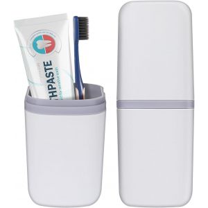(Blanc) Voyage Portable Étui De Brosse À Dents Avec Pp Joint De Porte-Brosse À Dents Couvercle Multi-Fonction Dentifrice Conteneur De Stockage Pour L'école À La Maison De Voyage De Camping - Neuf