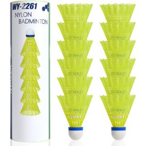 Volants De Badminton,Lot De 12 Balles De Badminton,Badminton En Plastique Avec Pointe En Mousse,Avec Grande Stabilité Et Durabilitéd,Pour Les Sports En Intérieur Et Extérieur-Jaune - Neuf