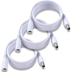 3 Pièces 1.5m 5.5x2.1 mm 24V 12V Rallonges d'alimentation DC,Câble D'extension d'alimentation Mâle Femelle 22AWG,pour Caméra Sécurité CCTV,Blanc - Neuf