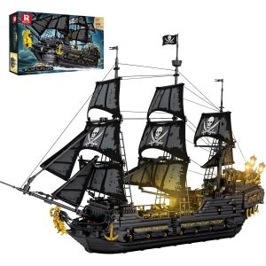 Kit De Construction De Bateau Pirate Avec Lumi&egrave;res Led, Grand Mod&egrave;le De Bateau Black Pearl 66036, Bateau Pirate, Jouet De Voilier, D&eacute;coration D'int&eacute;rieur, Cadeaux D'anniversaire,Pour 14+ - Neuf