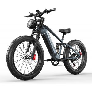 V&eacute;lo Electrique - Tifgalop Es28-Gr - 1000w - Batterie Amovible 48v18ah - Port&eacute;e 45-90 Km - Pneus Tout Terrain 26 Pouces - Bleu Gris - Neuf