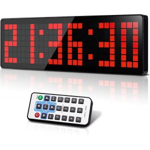 Ulteronixshop-Fitness Minuteur, 13.2"" Grand Horloge Murale Num&eacute;rique, LED Gym Timer avec Countdown/Up Chronom&egrave;tre, Luminosit&eacute; R&eacute;glables,Timer Sport avec T&eacute;l&eacute;commande pour Home Fitness Bureau Cuisine - Neuf