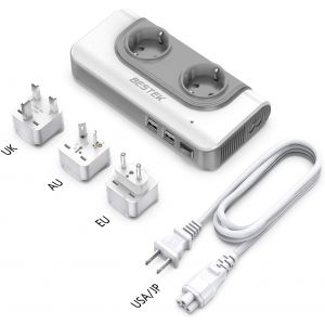 VornixorSarlshop200W Transformateur de Voltage Voyage 110V &agrave; 220V avec Adaptateur AUS UK EU USA, avec 2 Prises AC et 4 Ports USB, Convertisseur de Tension Universel pour Americaine Japon Thai Chine 1 - Neuf