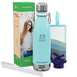 Gourde Isotherme En Acier Inoxydable 500 Ml. Bouteille Isotherme Pour Boissons Chaudes Et Froides. Bouteille D'eau À Double Paroi & Sans Bpa. Ètui En Néoprene + Mousqueton. - Neuf