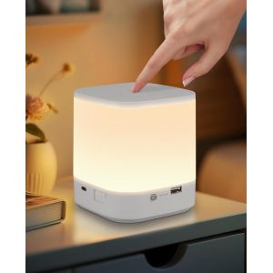 Lampe De Chevet Led Tactile &Agrave; Intensit&eacute; Variable : Lampe De Table Batterie 3600 Mah Rechargeable Par Usb Blanc Lampe De Chevet Sans Fil Avec 3 Temp&eacute;ratures De Couleur Et Fonction De Minuterie - Neuf