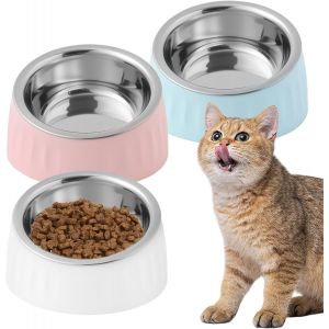 Cmws-3pcs Gamelle Chat Plateforme Inclinée À 15°, Gamelle Chien Chat Surélevé En Acier Inoxydable, Inclinée Pour Chiens Et Autres Animaux De Compagnie - Neuf