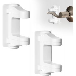 Lot De 2 Verrous &Agrave; Levier De Porte &Agrave; L'&eacute;preuve Des Enfants,Serrures De S&eacute;curit&eacute; Pour Portes Avec Dos Adh&eacute;sif Emp&ecirc;chant Les Tout-Petits D'ouvrir Les Portes,Blanc - Neuf