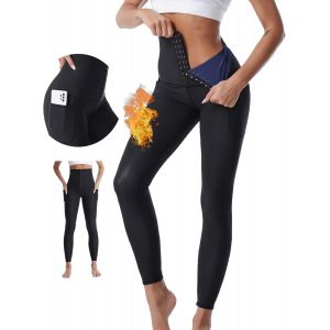 Pantalon De Sudation Femmes Avec Poches Sauna Legging Anti Cellulite Legging De Sport &Agrave; Taille Haute Acc&eacute;l&eacute;rer Transpiration Pantalon Minceur Effet Sauna Pour Minceur Fitness Jogging Yoga - Neuf