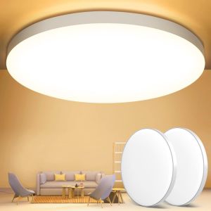 Kal-Ouila Plafonnier Led,2pcs Luminaire Plafonniers 24w 3000k Plafonnier Salle De Bain Ip44 Plafonnier Chambre Ø28 Cm Applicable À Salle De Bain, Chambre, Cuisine, Salon, Balcon - Neuf