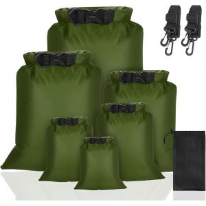KALANKA-Sac Étanche Léger 6 Pièces, 1.5/2.5/3/3.5/5/8L Nautique Sac à Sec Imperméables Sac Etanche Randonnée pour Kayak Dérive Submersible Nautiques Randonnée Camping en Plein Air (Vert) - Neuf
